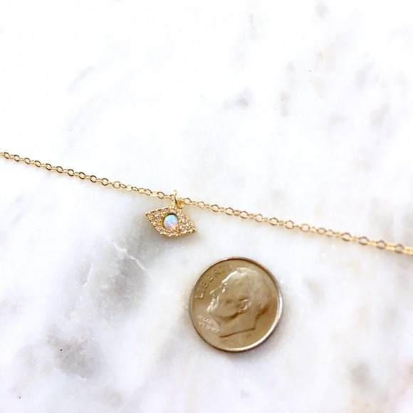 Petite Opal Pave CZ Necklace - Picture 6 of 7